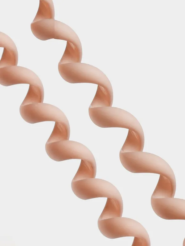 Elastic band for hair, 6 cm, 3 pcs, TPU, beige mix, Spiral, Helix, image-2