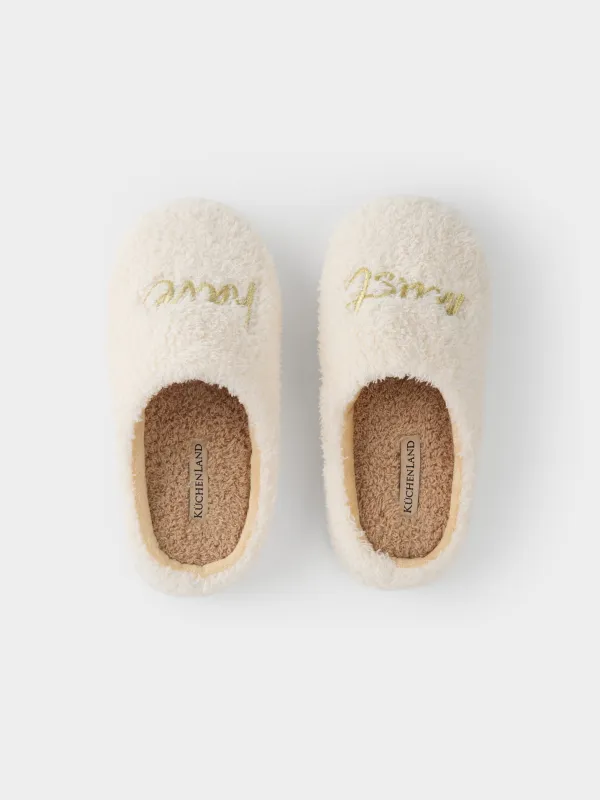 Women's slippers, homewear, size 36-37, fleece / nylon, milky brown, Needed, image-1