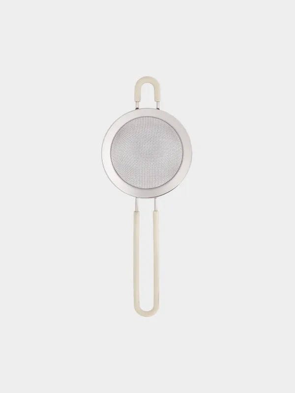 Strainer, 8 cm, with handle, steel / silicone, beige, Tammy, image-0