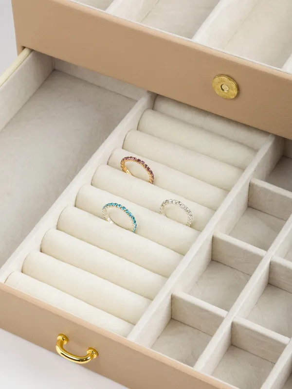 Jewelry box, 26x18 cm, wood/PU leather, beige, Premiere, image-4