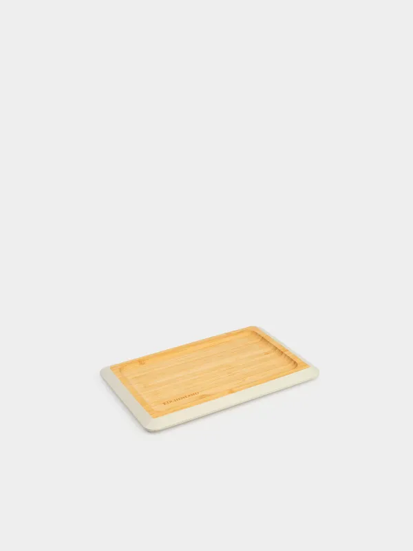Dish, 24x16 cm, bamboo, rectangular, grey edging, Bamboo soft, image-0