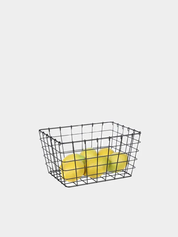Storage basket, 26x19x14 cm, metal, rectangular, black, Twist black, image-2