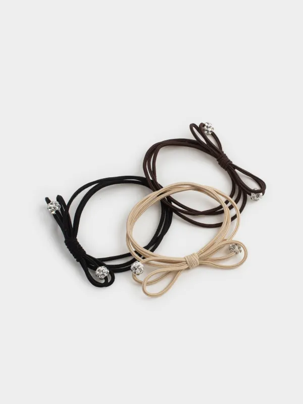 Hair tie, 5 cm, 3 pcs, polyester / plastic, colored, Knot, Gracile, image-1