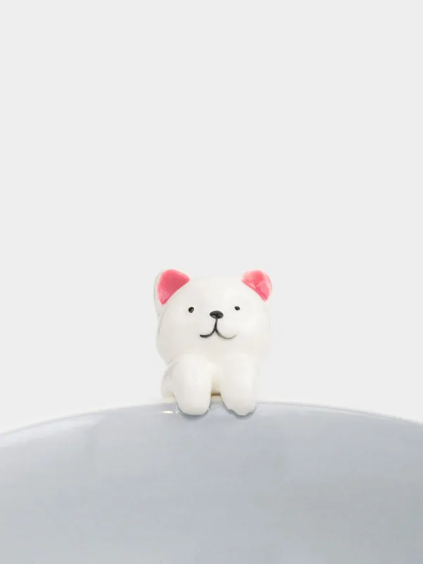 Children's soup plate, 14x6 cm, porcelain P, white-gray, kitten, Friend, image-3