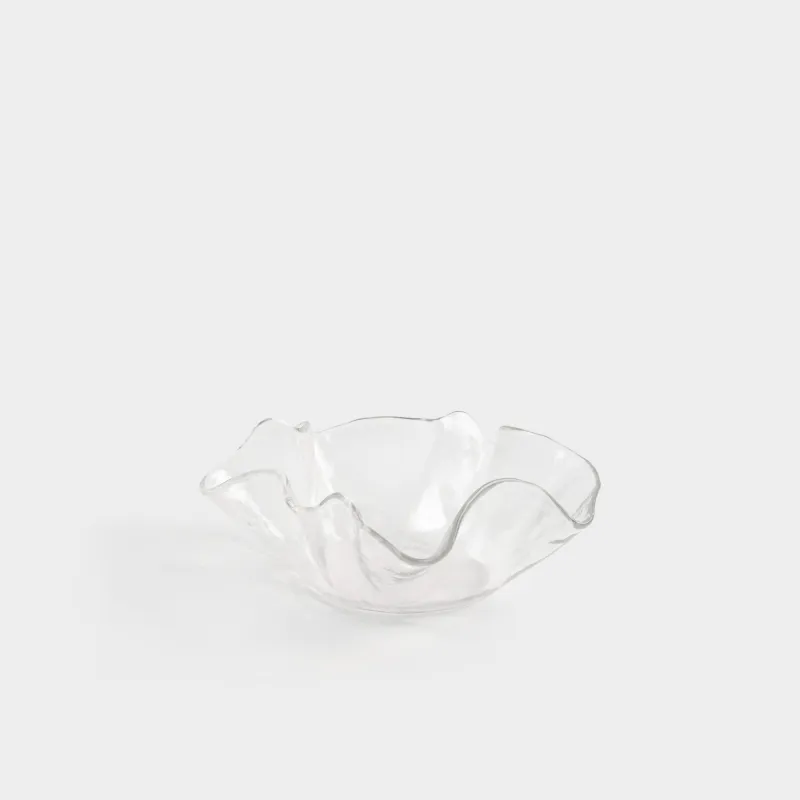 Salad bowl, 20x9 cm, 650 ml, glass, Wavy edges, Clear wave