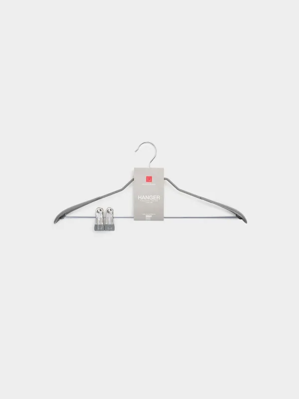 Hanger, 44 cm, with clips for trousers/skirts, metal coated, Gray, Colorful house, image-4