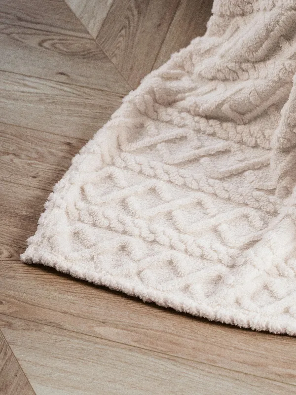 Blanket, 130x170 cm, Sherpa, gray, Braids, Sherpa, image-2