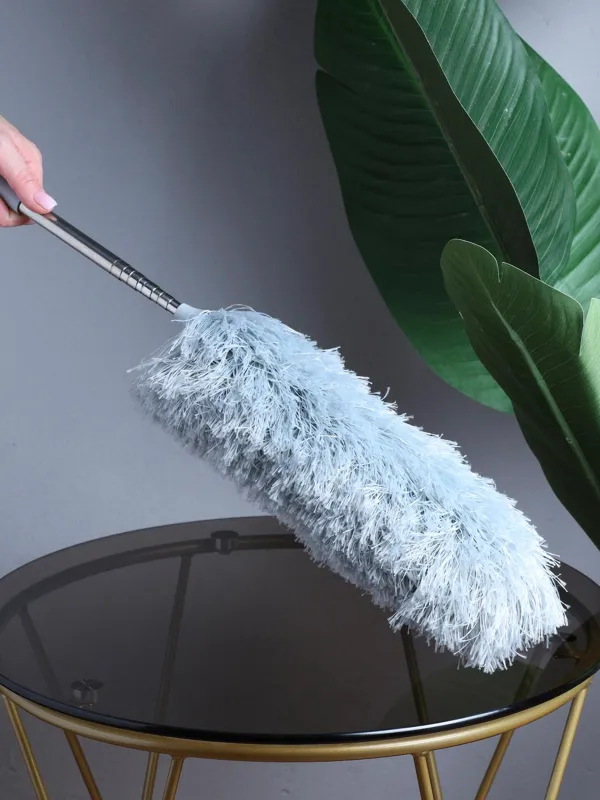 Dust brush, 60/125 cm, telescopic, microfiber/steel, Clear, image-1
