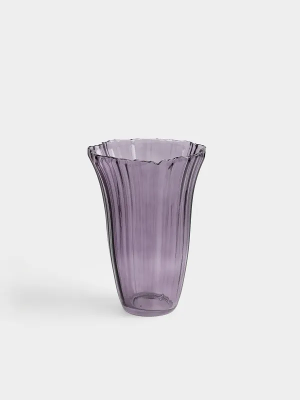 Flower vase, 25 cm, glass, purple, Ribedic, image-0