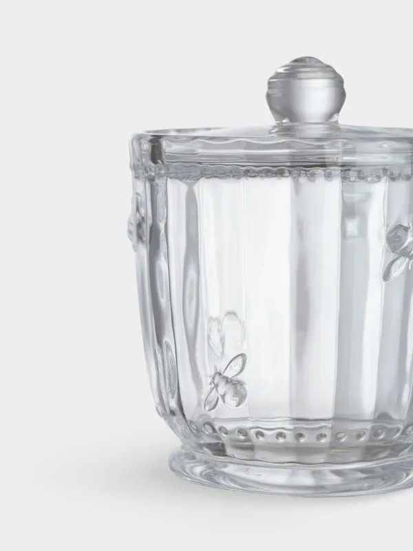 Sugar bowl, 12 cm, 370 ml, with spoon, glass R / steel, Honey, image-4