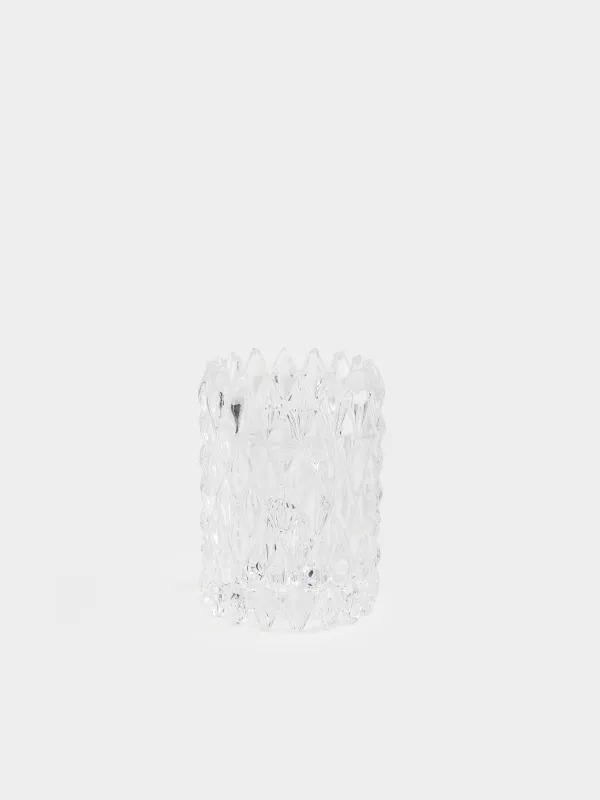 Candlestick, 8 cm, double-sided, for tea or Candle, thins, glass R, Rhomb, image-0