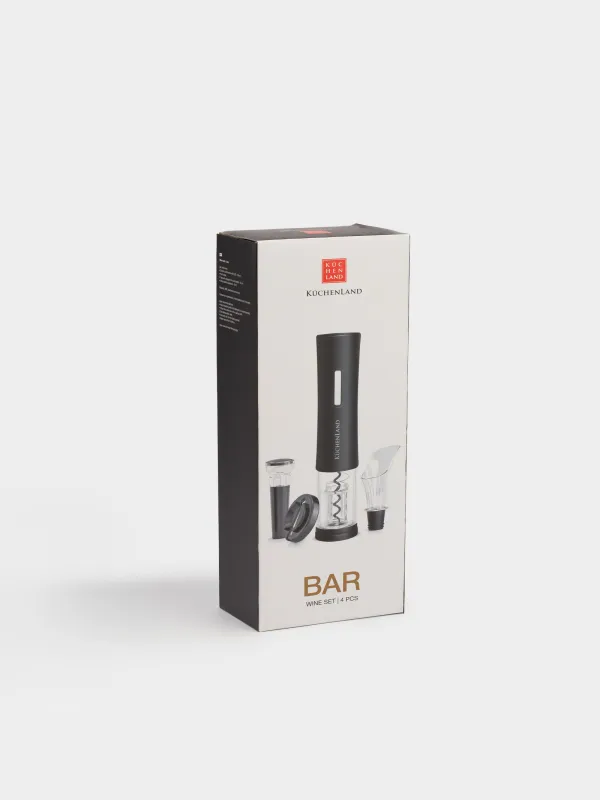 Drink set, 4 items, with vacuum stopper, plastic / steel, LED W, Black, Bar, image-7