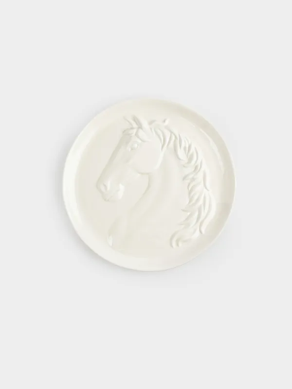 Dish, 24 cm, ceramic, milky, Horse, Horse pattern, image-0