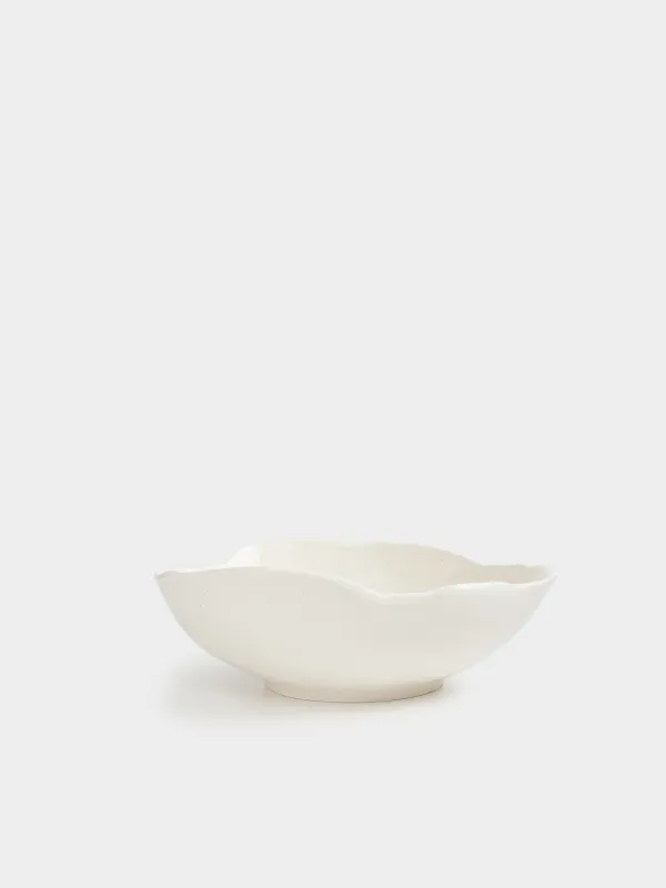 Fruit bowl, 27x9 cm, ceramic, milk, speckled, Uneven edge, Delicia, image-0