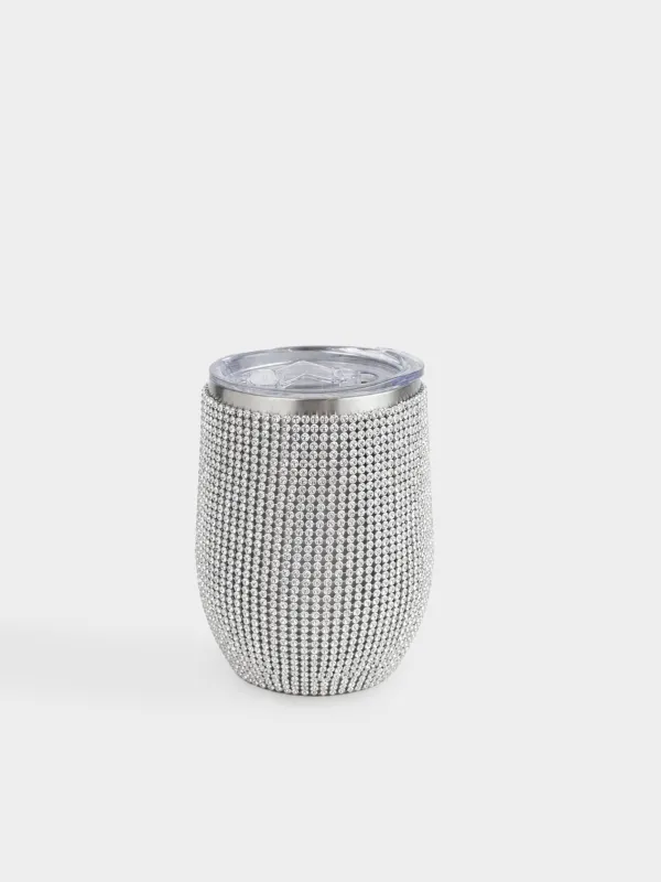 Thermo mug, 350 ml, steel / rhinestones, gold, Crystal decor, image-0