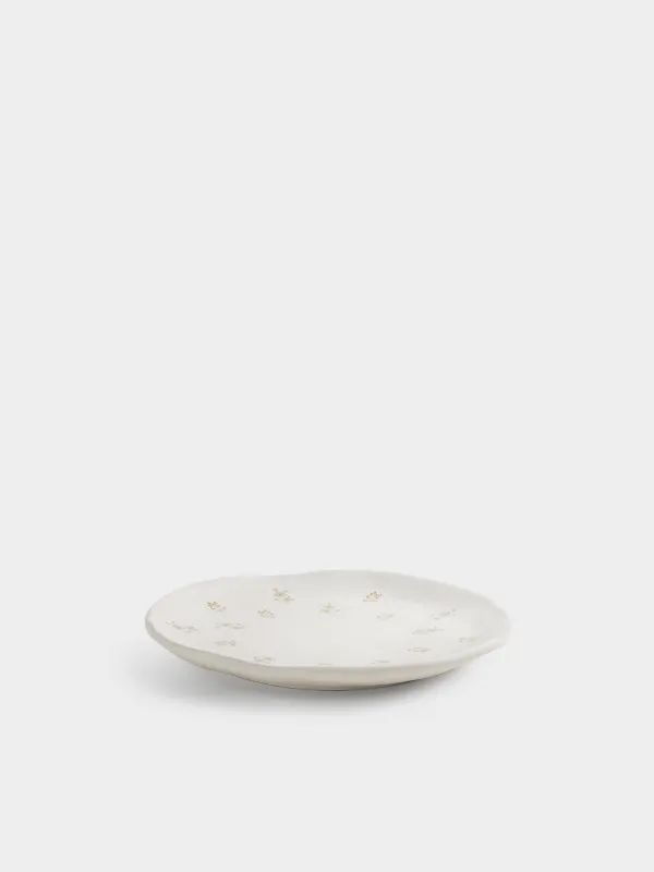 Dish, 23 cm, ceramic, milk, Vintage flowers, La flore, image-2