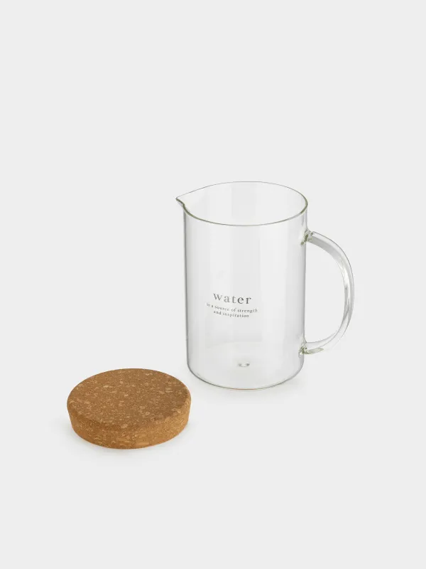 Jug, 1,7 l, with lid, glass B/cork, Clear font, image-2