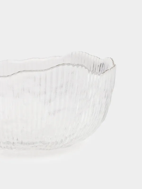 Salad bowl, 17x8 cm, 900 ml, glass R, with silver edging, Argos silver, image-3