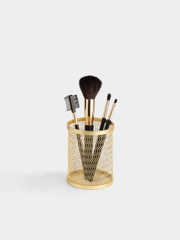 Cosmetic brush stand, 10 cm, metal, gold, Nimbus, image-4