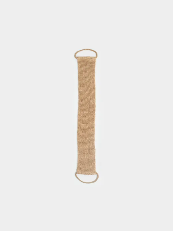 Washcloth-tape for washing the body, 58х10 cm, hemp fiber, beige, Eco life, image-1