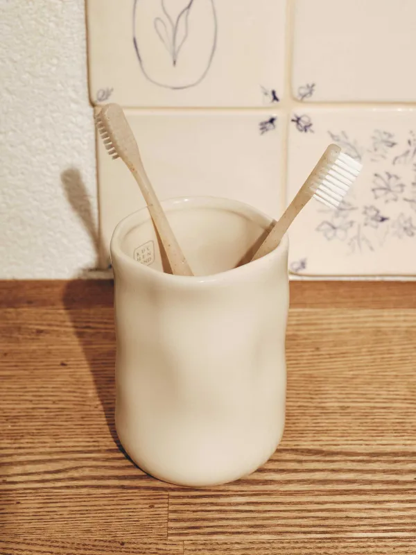 Bathroom tumbler, 11 cm, porcelain tile, milky, Kaolin, image-6