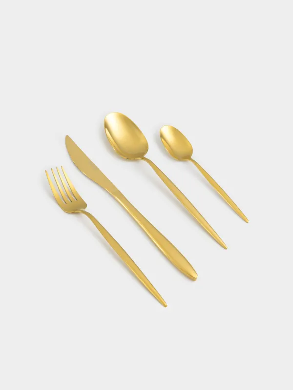 Tableware, 6 persons, 24 items, steel, golden, Istanbul, image-1