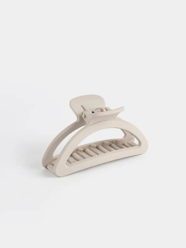 Hair clip, 9 cm, Acrylic / metal, grey, Crab, Hair basic, image-1