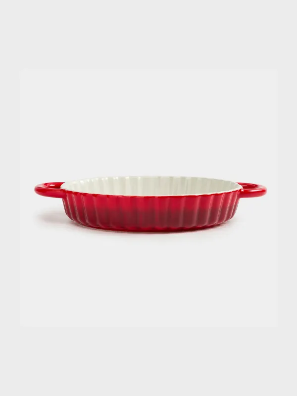 Baking dish, 22 cm, ceramic, round, burgundy, Gradient, Cakes gradient, image-0