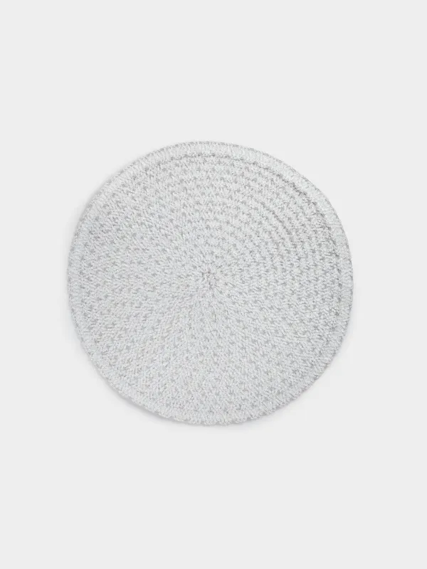 Placemat, 38 cm, chenille, round, silver-gray, Chenill, image-0