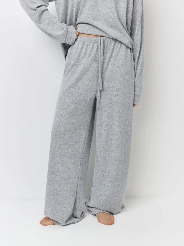 Women's trousers, homewear, size L, polyester/spandex, grey, Bertha, image-1