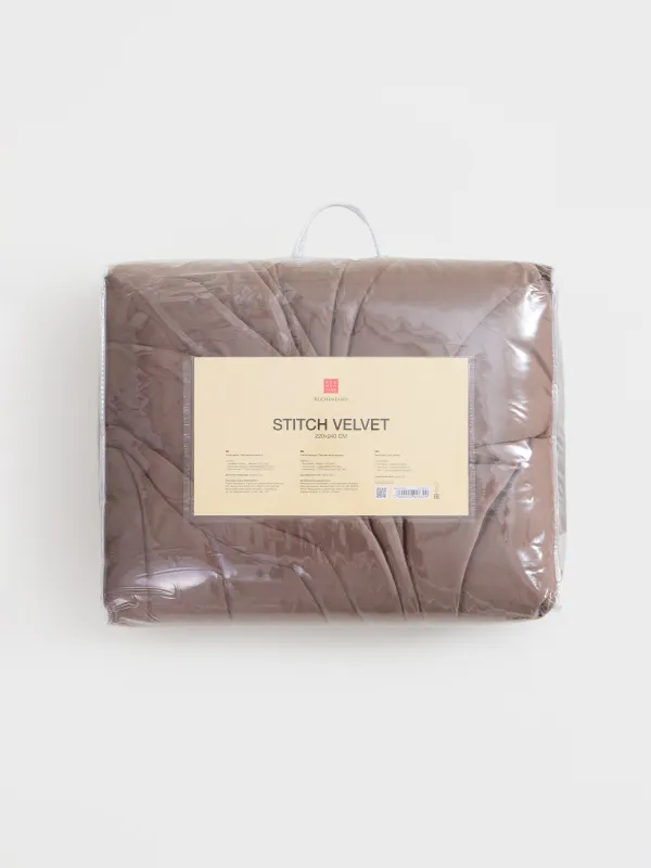 Bedspread, 220x240 cm, quilted, velvet/microfiber, brown, Palm leaves, Stitch velvet, image-6