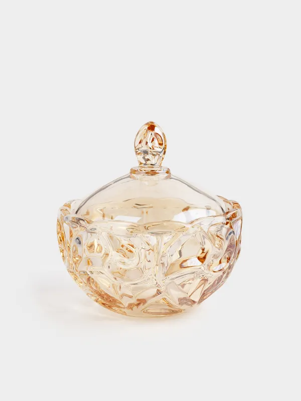 Storage container, 19x17 cm, 1 l, glass R, amber, Patterns, Gala, image-0