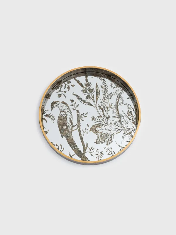 Tray, 36 cm, plastic / glass, Round, Mirror, Bird, Bluebird, image-1