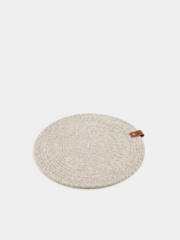 Placemat, 38 cm, polyester / cotton, round, beige-brown, Swivel, image-1