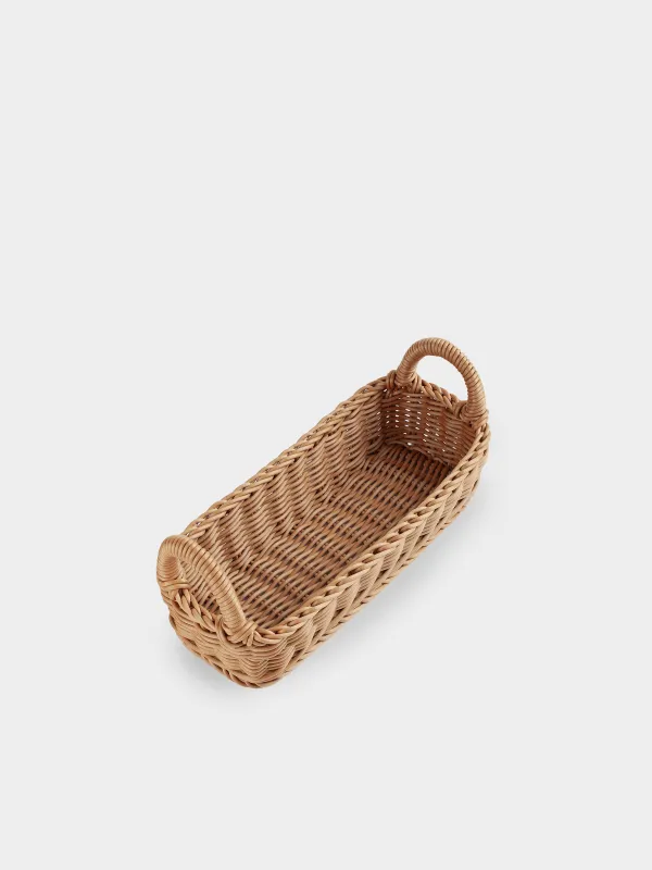 Grocery basket, 28x11 cm, with handles, rattan, rectangular, Brown, Twig, image-1