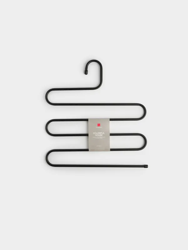 Pant/skirt hanger, 36 cm, 5 levels, Metal coated, Black, Colorful house, image-4