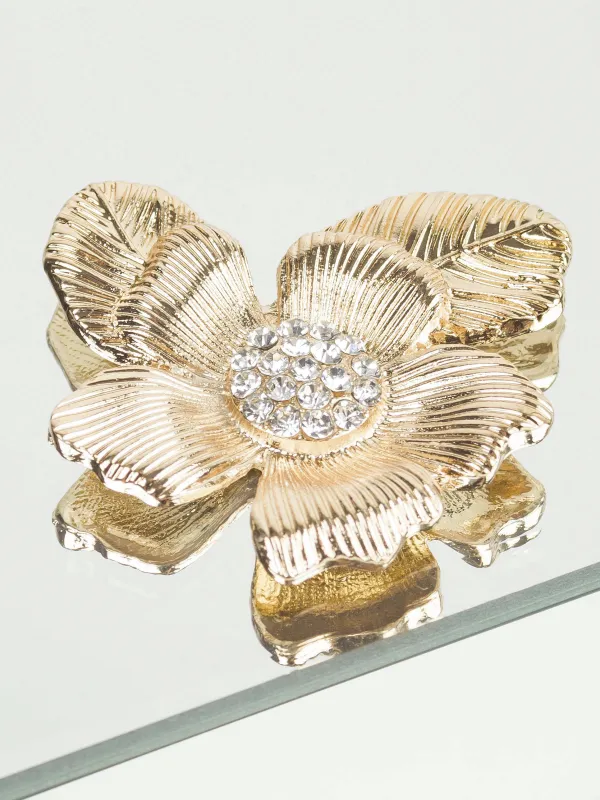 Jewelry box, 15x9 cm, glass, Mirror, Golden flower, Glossy, image-5