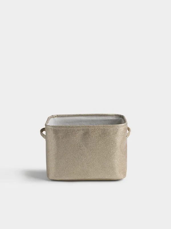 Storage basket, 32x22x22 cm, with handles, Polyester, Rectangular, Golden, Ideally, image-0