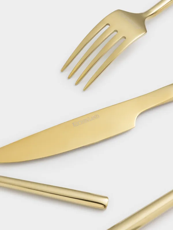 Silverware, 6 pers, 24 pr, steel, gold, Dublin, image-6