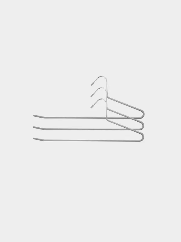 Hanger for trousers/skirts, 36 cm, 3 pcs, metal coated, gray, Colorful house, image-0