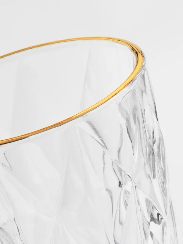 Glass, 10 cm, 270 ml, 6 pcs, glass R, with golden edging, Rhomb gold, image-4