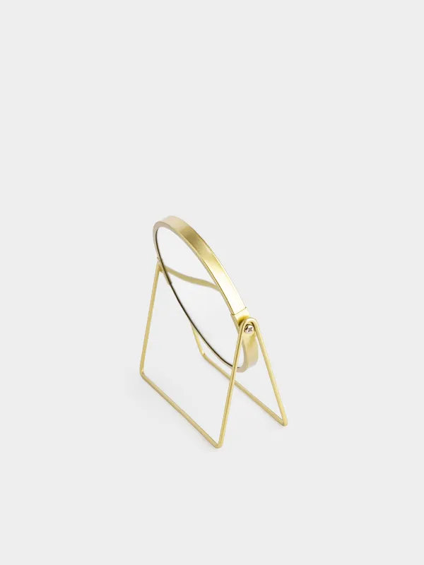 Table mirror, 18 cm, double-sided, metal, round, golden, Freya, image-2