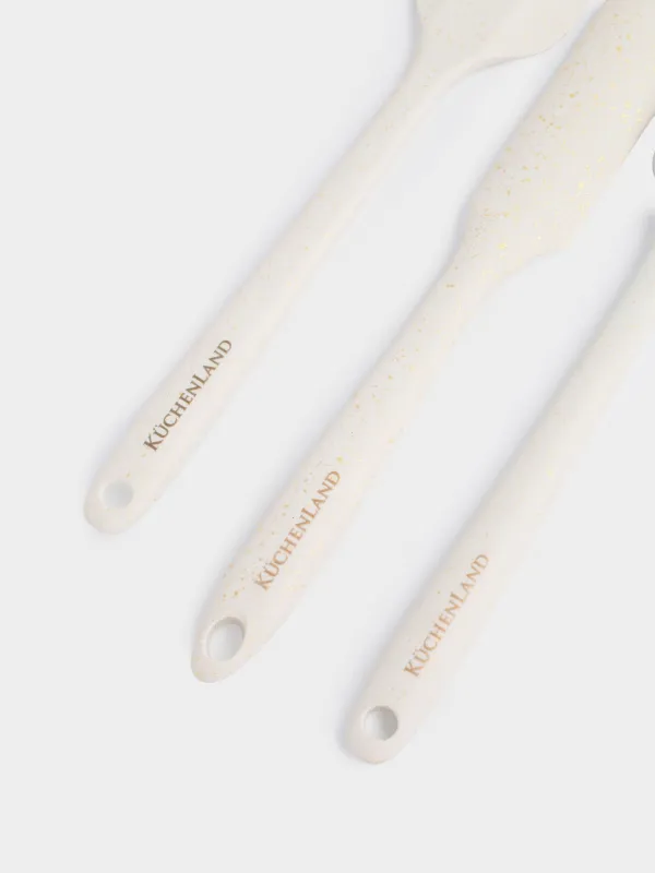 Pancake baking set, 3 items, spatulas/brush, silicone, ecru, speckled bakery speckled, image-3