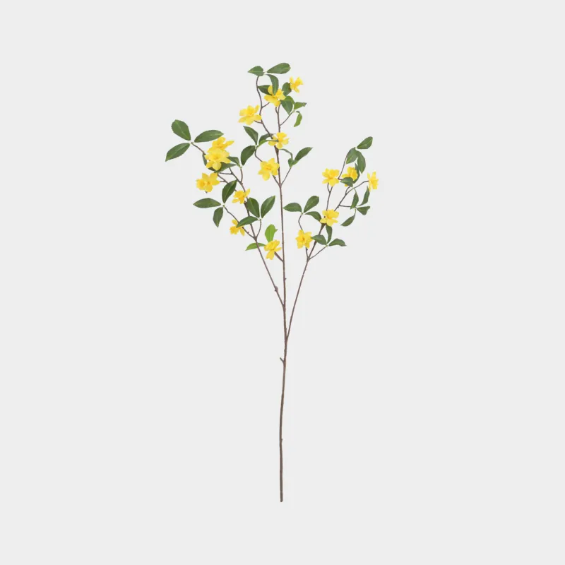 Decorative branch, 1 m, plastic / metal, Yellow flowers, Flower garden