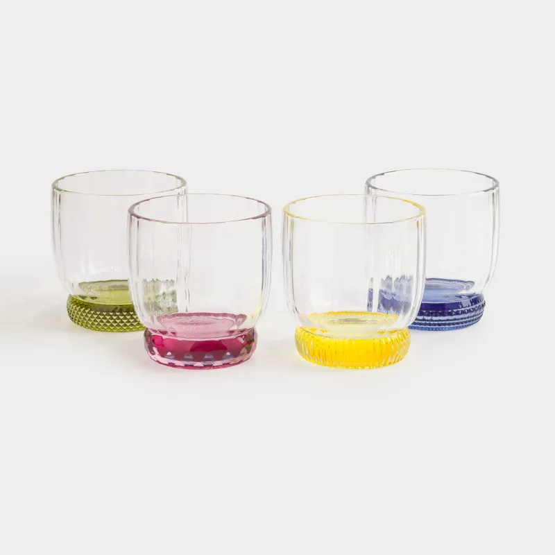 Glass, 9 cm, 280 ml, 4 pcs, glass, color mix, Mirabello color