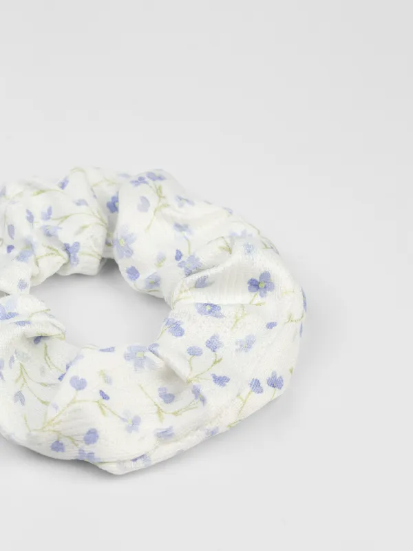 Hair tie, 10 cm, polyester, Blue flowers, Hair flowers, image-1