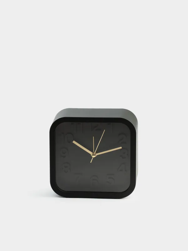 Alarm clock, 13 cm, plastic / glass, square, Black, Dial, image-3