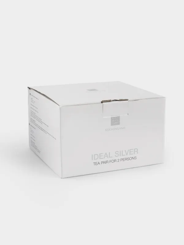Tea pair, 2 persons, 4 items, 250 ml, porcelain F, white, Ideal silver, image-6
