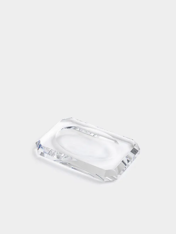 Soap dish, 12x8 cm, glass, rectangular, Facets, Shower Crystal Glance, image-3