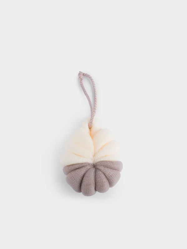 Body washcloth, 13 cm, polyethylene, Beige-white, Flower, Showy, image-0